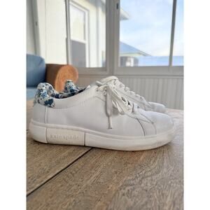 Kate Spade White Leather Sneakers with Floral Detailing (Size 9)